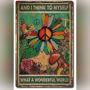 What a Wonderful World Vintage Aluminum Decorative Sign